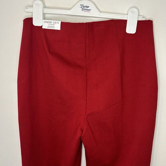 Chico’s Juliet Slim Pants Carmine Red Trim Detail NWT New Label - Size 1 Regular - Picture 6 of 13